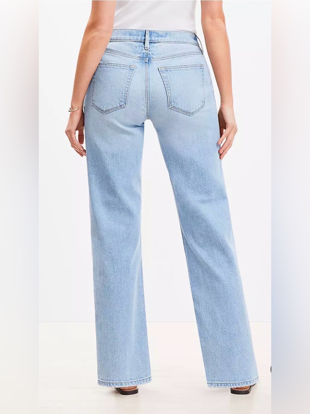 LOFT Light Blue Relaxed Straight Leg Jeans - Picture 2 of 9